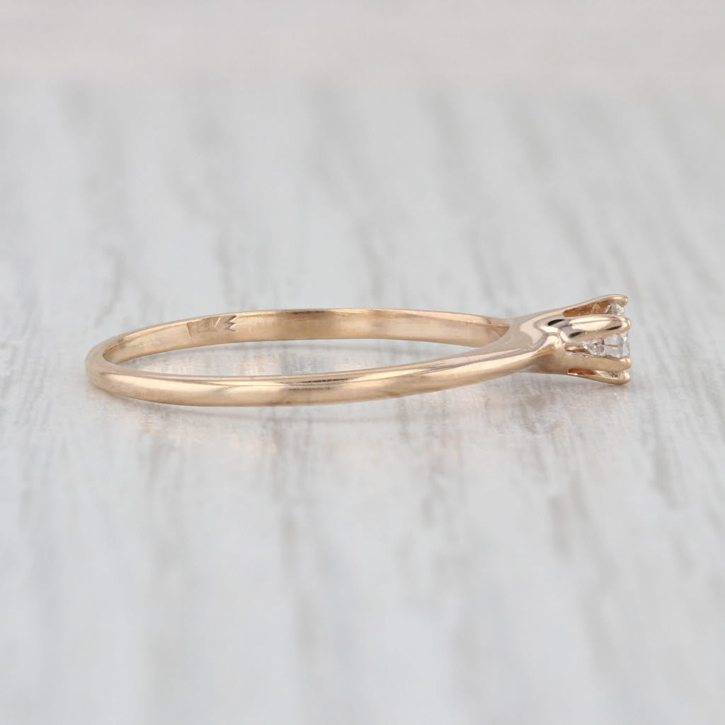 Antique 0.14ct Round Diamond Solitaire Engagement Ring 14k Yellow Gold Size 9