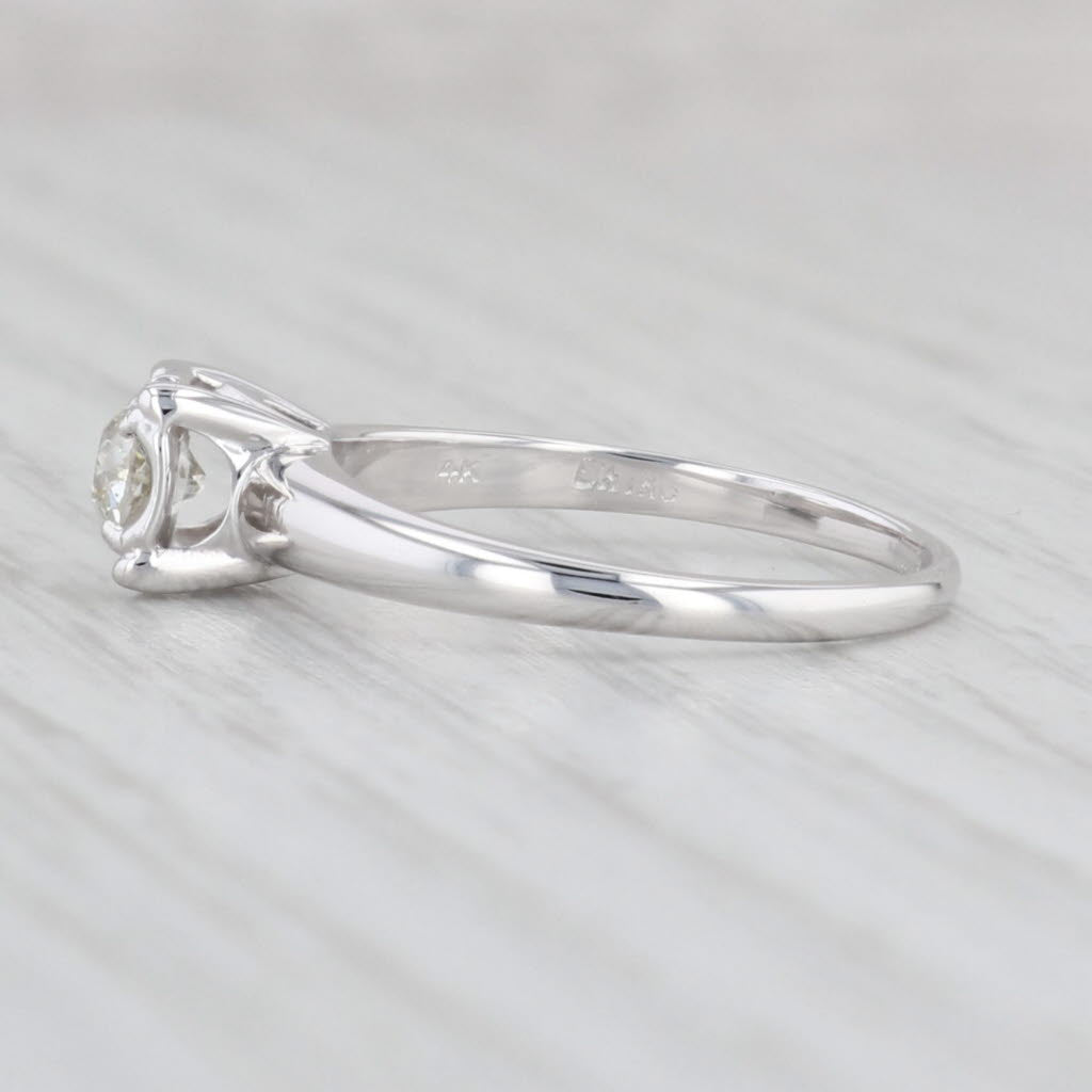 Light Gray 0.34ct Vintage Diamond Solitaire Engagement Ring 14k White Gold Size 6.5