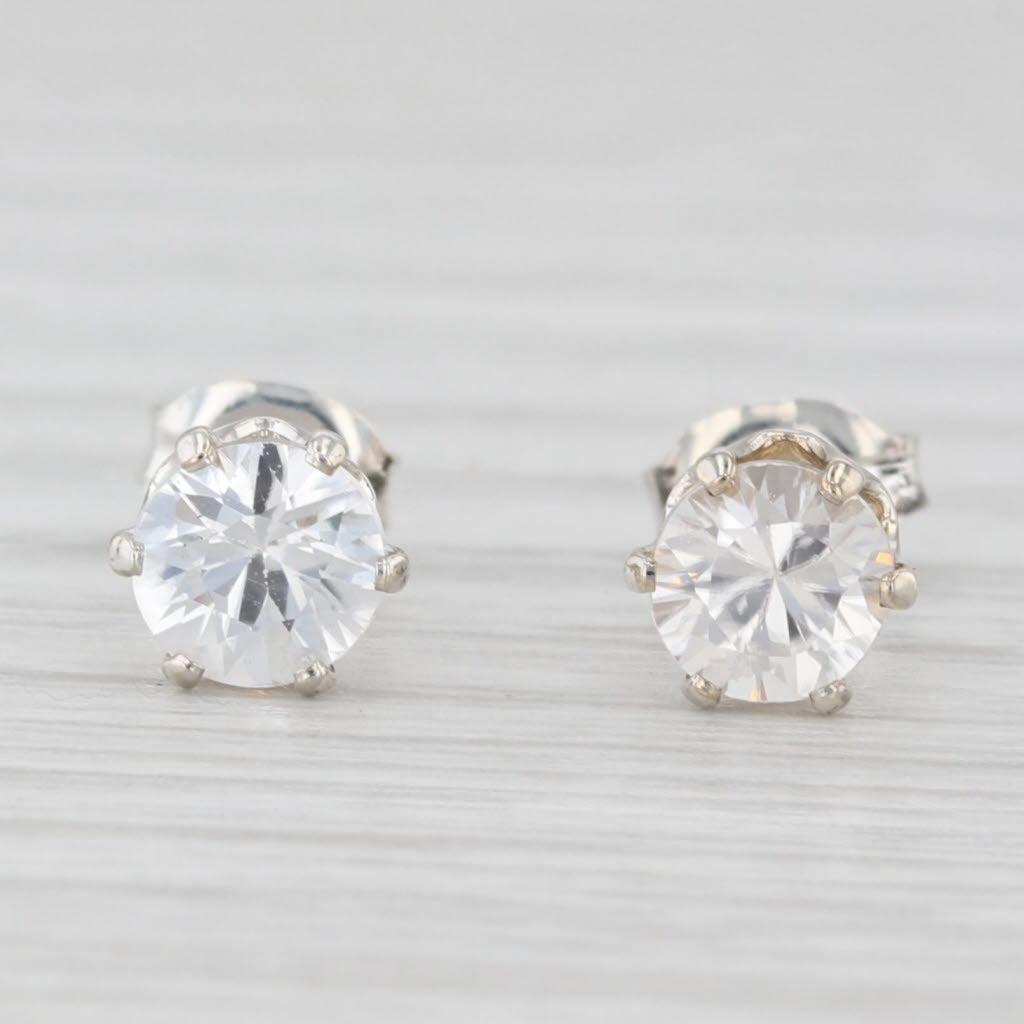 Light Gray 0.80ctw Moissanite Stud Earrings Sterling Silver Round Solitaire
