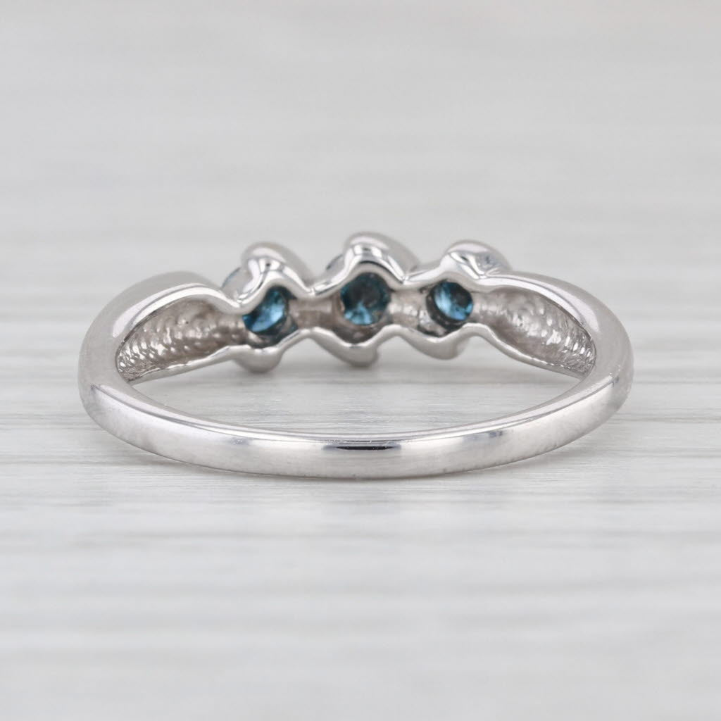 0.24ctw Blue Diamond 3-Stone Ring 14k White Gold Sz 6.25 Stackable Wedding Band