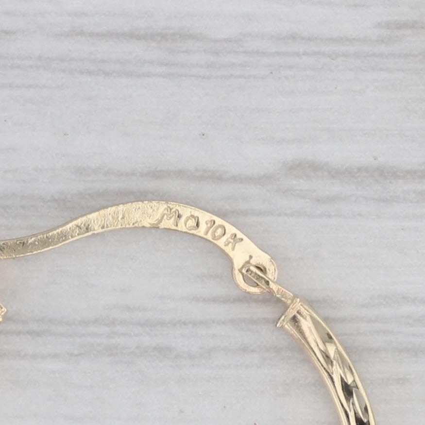 Gray Etched Round Hoop Earrings 10k Yellow Gold Snap Top Hoops