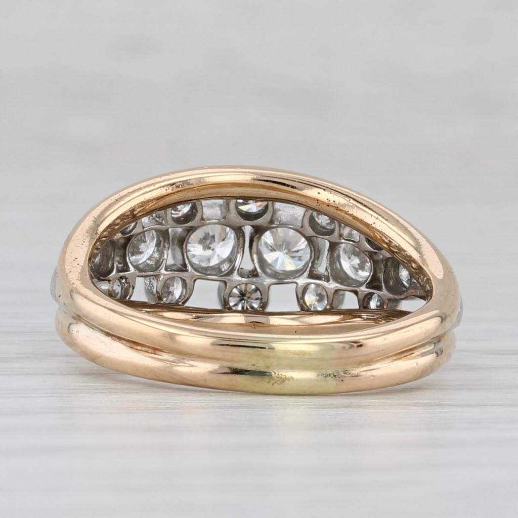 Light Gray 0.80ctw Diamond Cluster Ring 18k Yellow Platinum Size 7