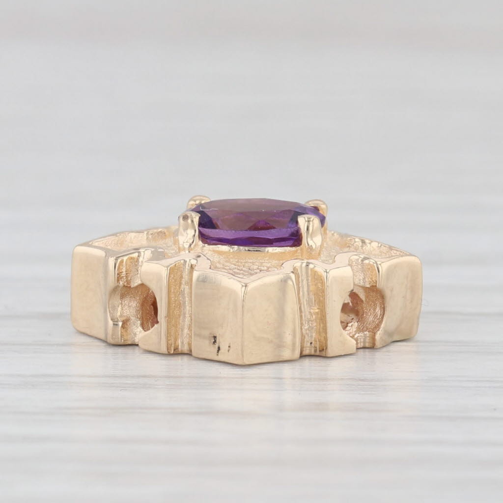 Light Gray Goldman Kolber 0.67ct Amethyst Slide Bracelet Charm 14k Yellow Gold Vintage