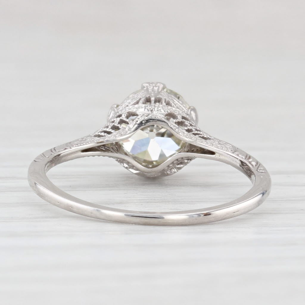 Light Gray 1.23ct Old European Diamond Solitaire Engagement Ring 14k Gold Filigree Sz 6.25