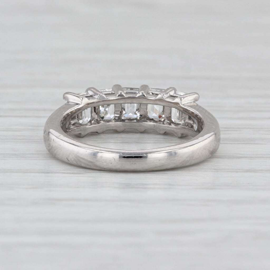 0.90ctw Diamond 5-Stone Ring Platinum Sz 4.5 Wedding Anniversary Band Stackable