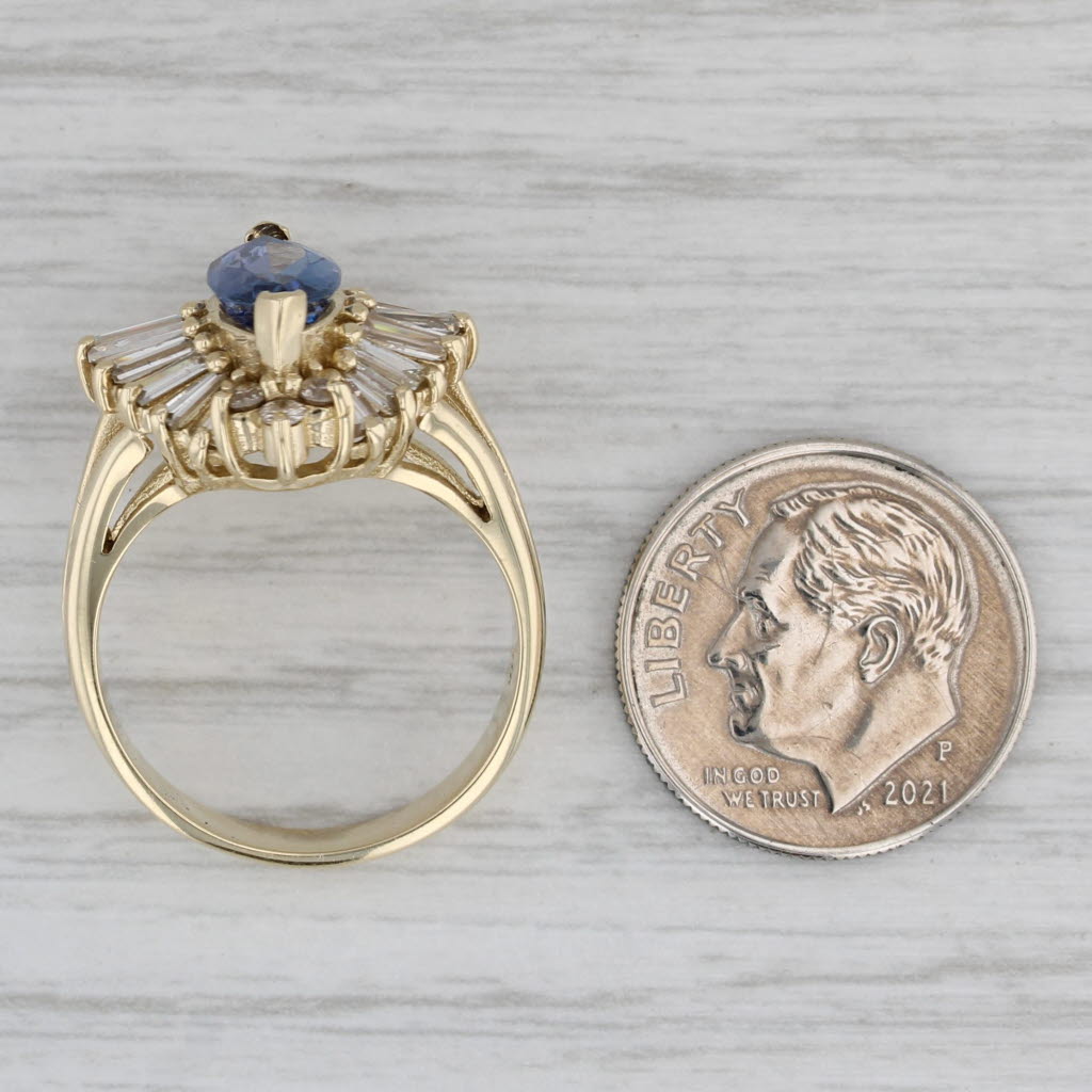 Gray 2.67ctw Marquise Tanzanite Diamond Halo Ring 14k Yellow Gold Size 6.75