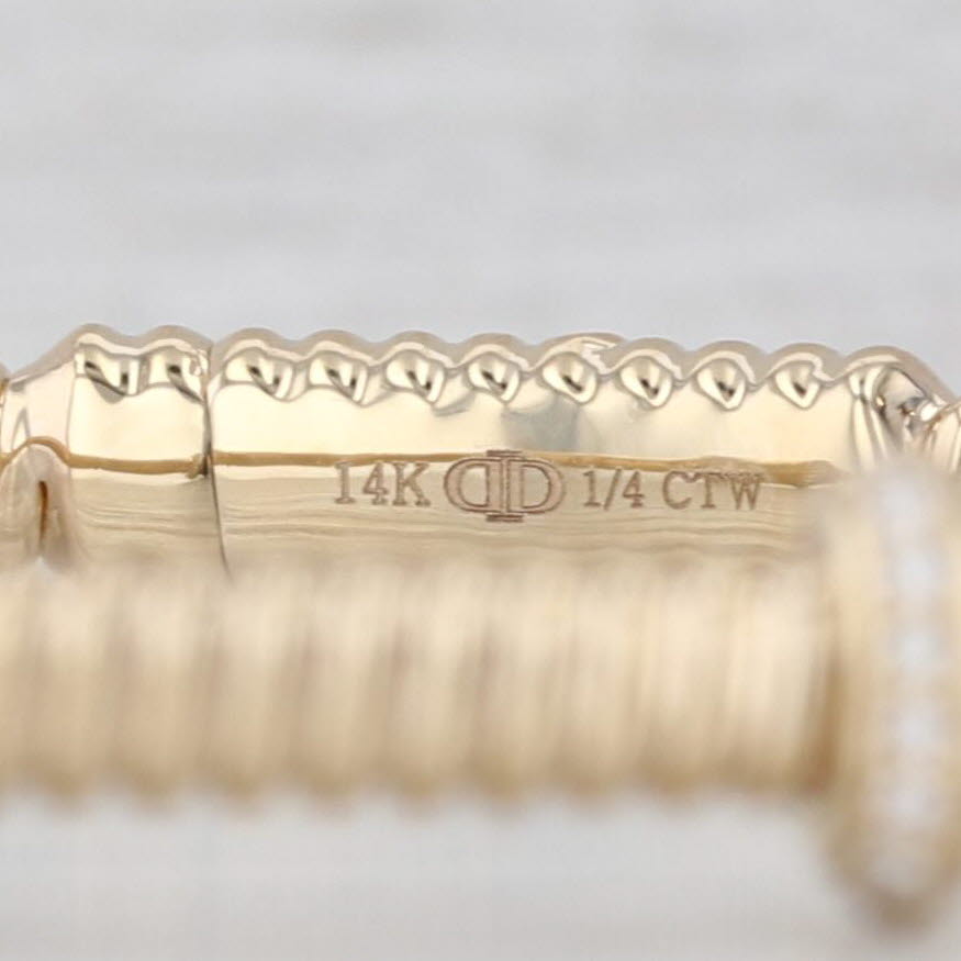 New Onyx 0.25ctw Diamond Flexible Bangle Bracelet 6.5" 14k Yellow Gold