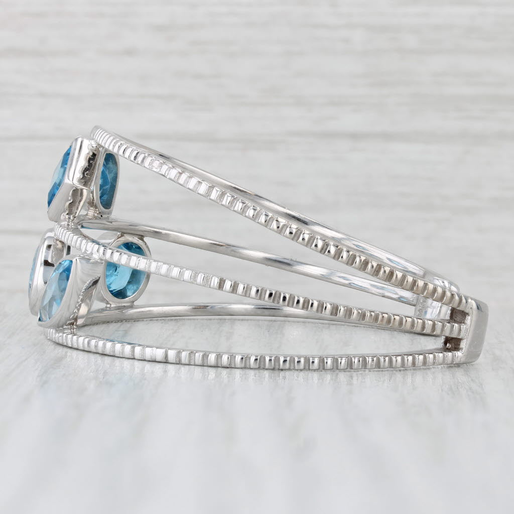 Light Gray 8.38ctw Blue Topaz Cuff Bracelet 18k White Gold 6.25" Statement