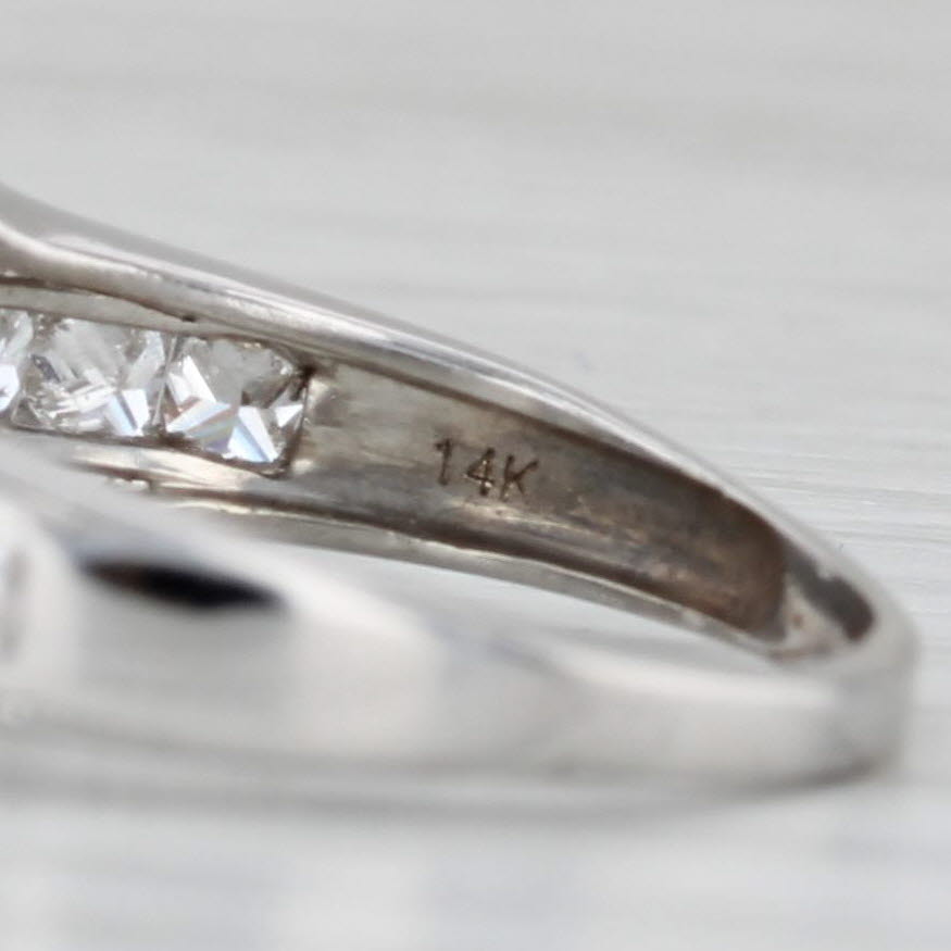 Gray 1.45ctw Diamond Halo Engagement Ring Wedding Band Bridal Set 14k White Gold