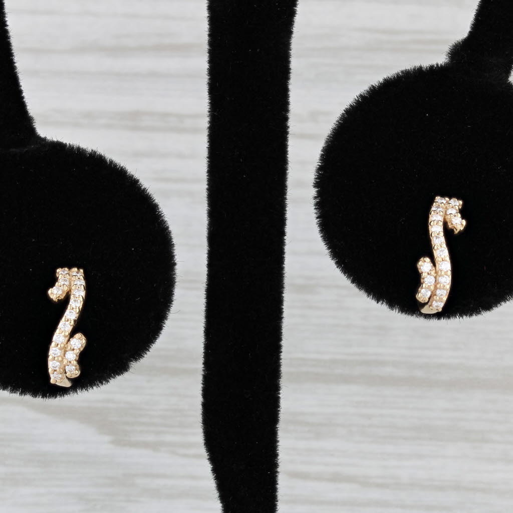 Light Gray New 0.12ctw Diamond J-Hook Earrings 14k Yellow Gold