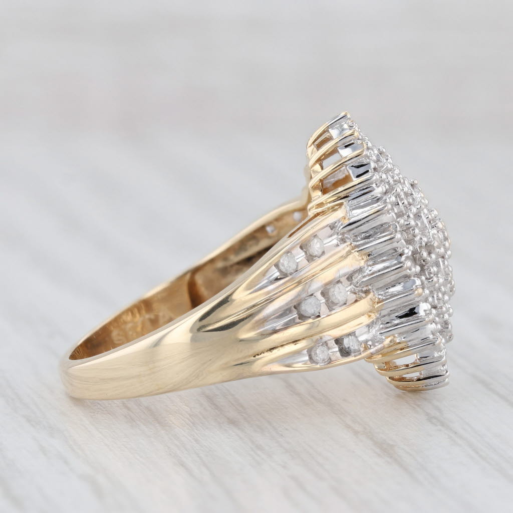 Light Gray 0.13ctw Diamond Cluster Ring 10k Yellow Gold Size 9 Cocktail