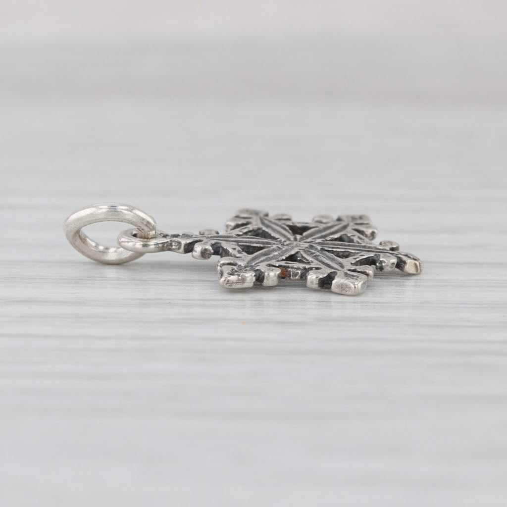 New Sterling Silver 925 Snowflake Charm Winter Holiday Snow Star Pendant