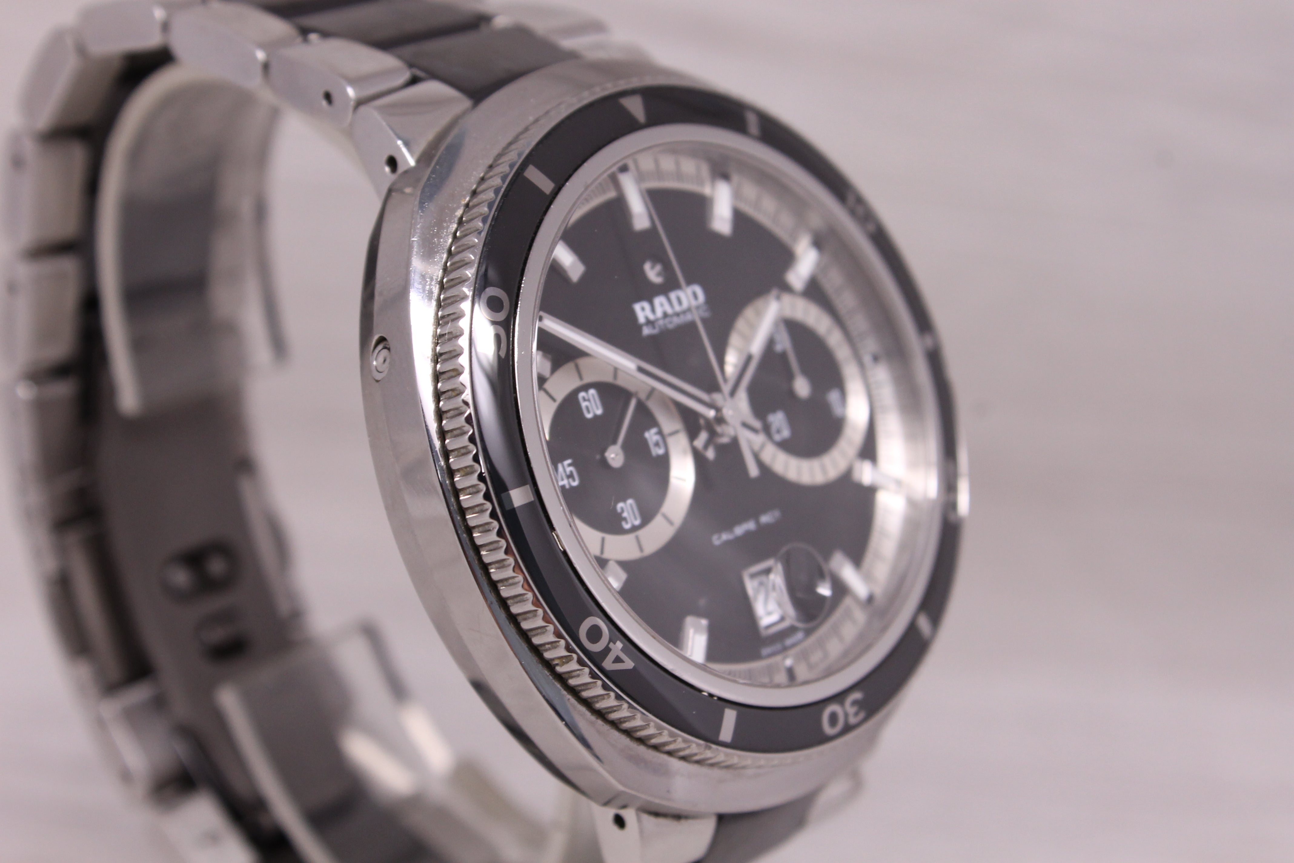 Rado D-Star 200 Mens 44mm Steel Ceramic Automatic Chronograph Watch Calibre RC1