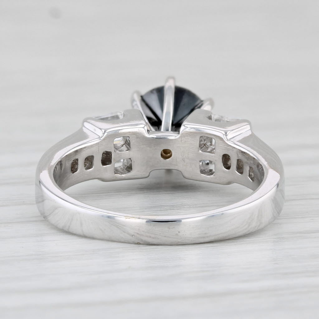 Light Gray 1.83ctw Black White Diamond Ring 14k White Gold Size 7 Engagement