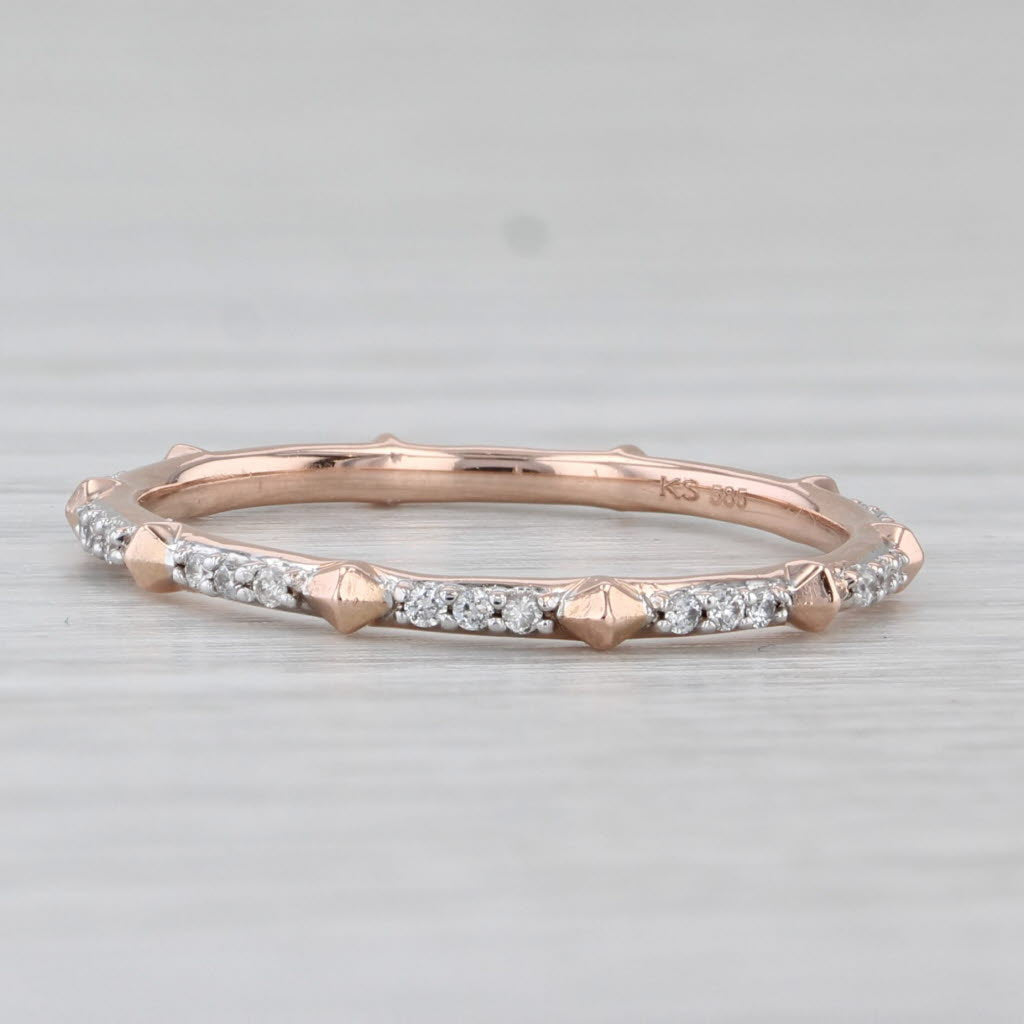 Light Gray 0.15ctw Diamond Wedding Ring 14k Rose Gold Stackable Eternity Band Size 7.25