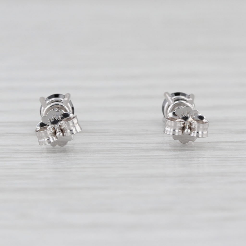 0.54ctw Black Diamond Stud Earrings 14k White Gold Round Solitaire Studs