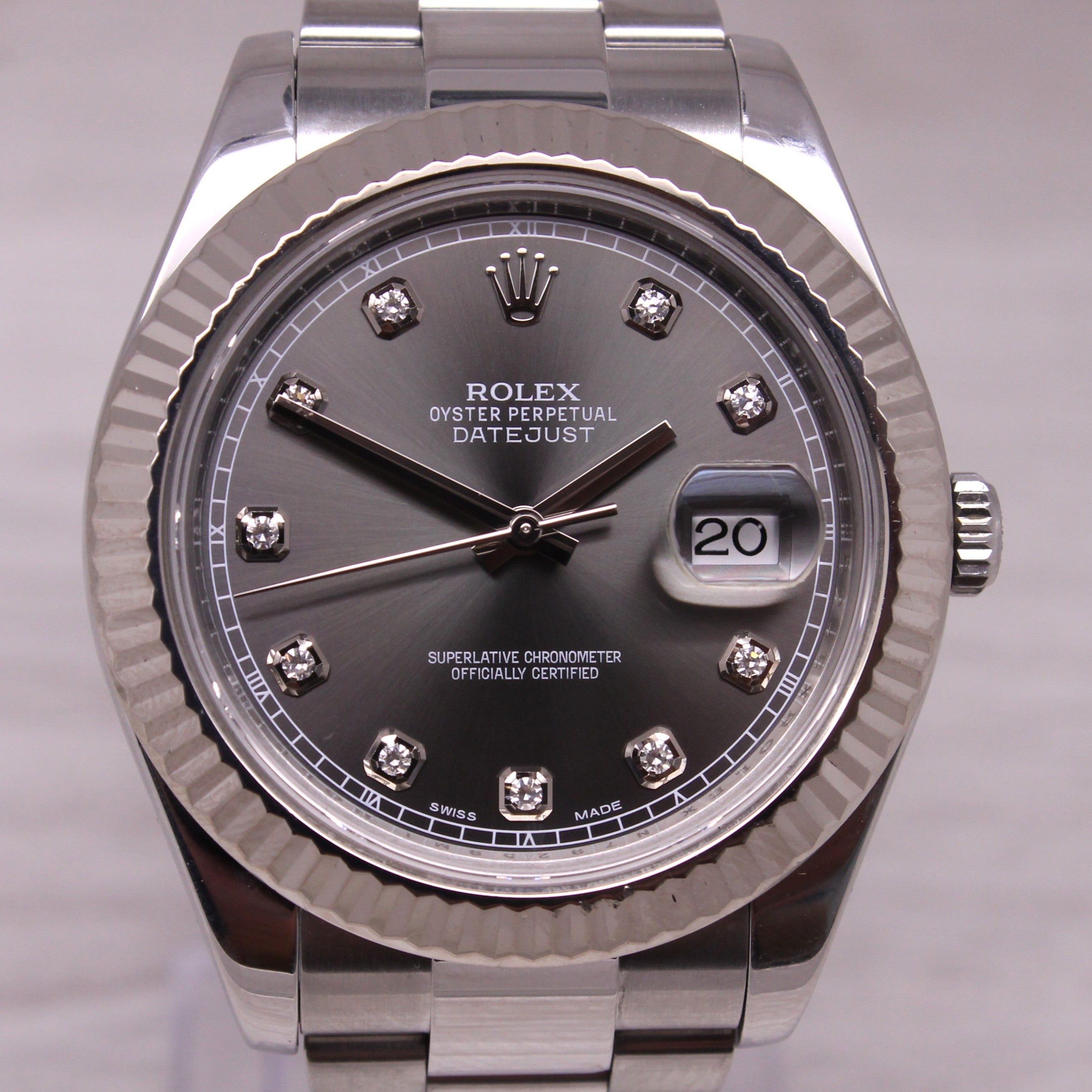 2014 Rolex Datejust 41 116334 Mens Watch w Box Card Rhodium 10 Diamond Oyster