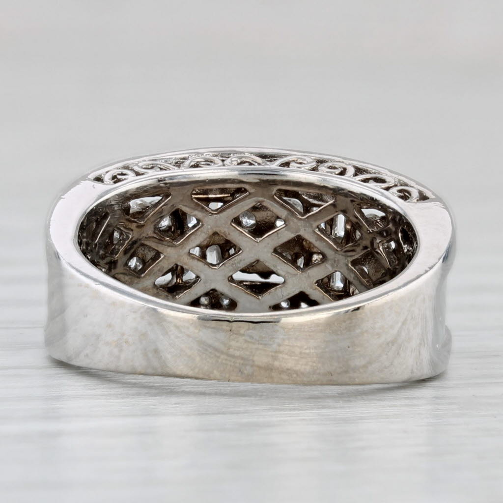 Light Gray 0.69ctw Diamond Flowers Ring 14k White Gold Size 5.25 Cocktail