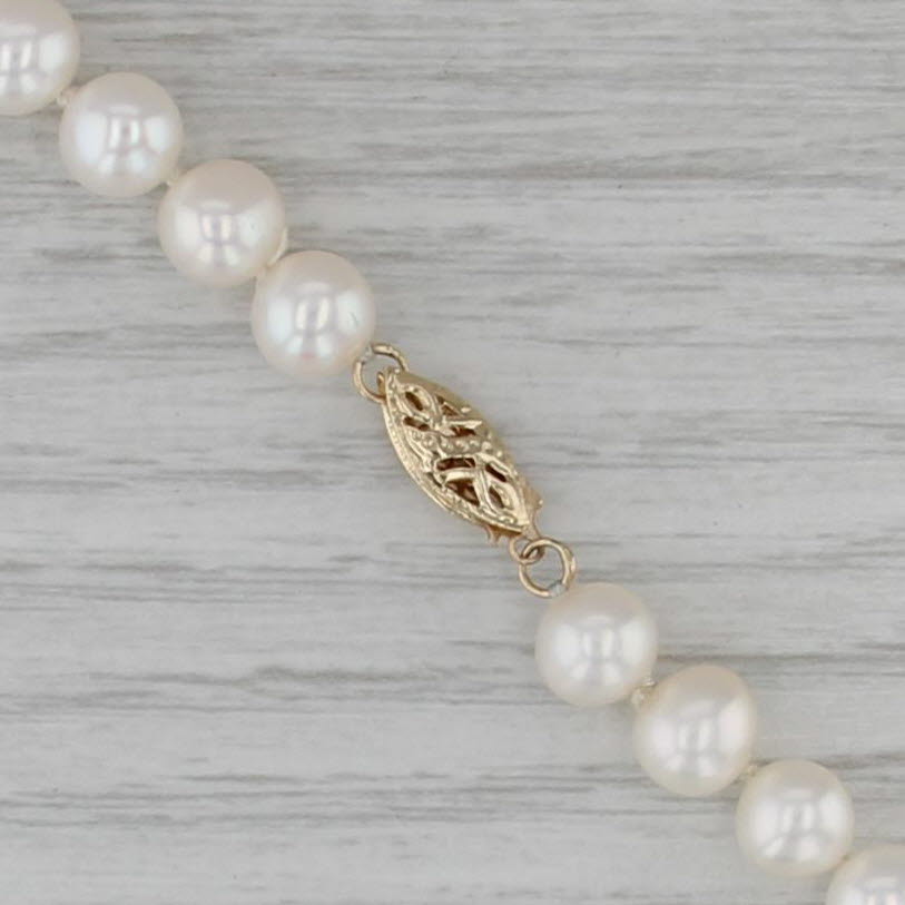 Cultured Pearl Bead Necklace 14k Gold 30" Long Single Strand