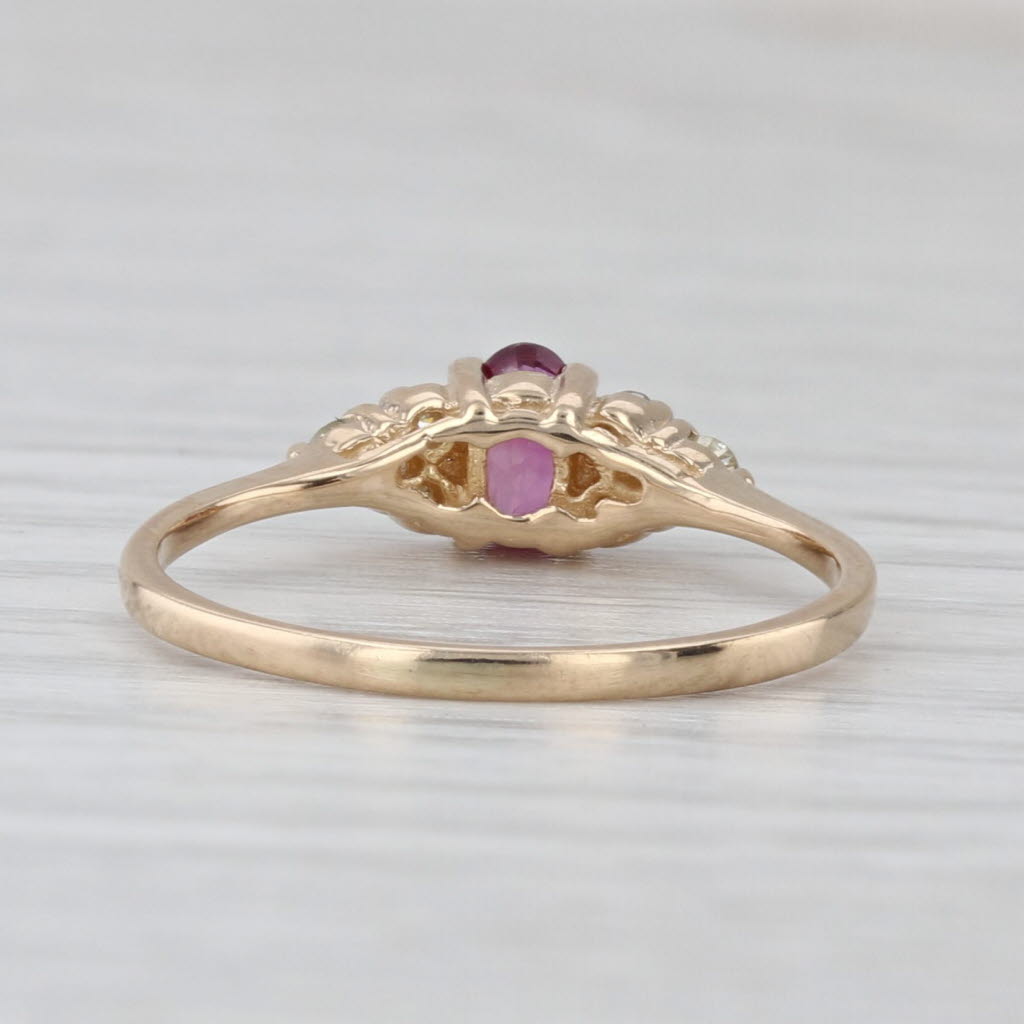0.40ctw Oval Ruby Diamond Ring 14k Yellow Gold Size 6