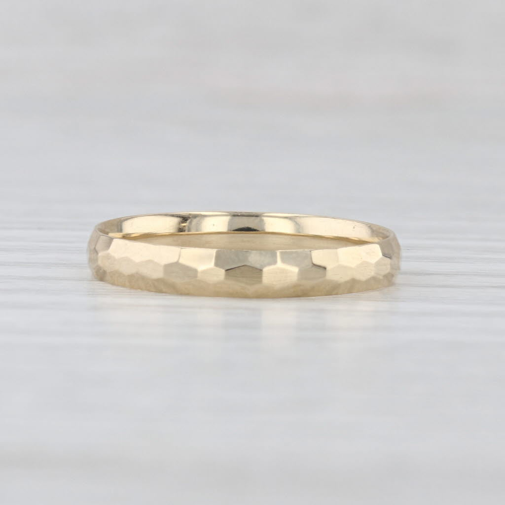 Hammered Band 14k Yellow Gold Ring Size 8 Stackable Wedding