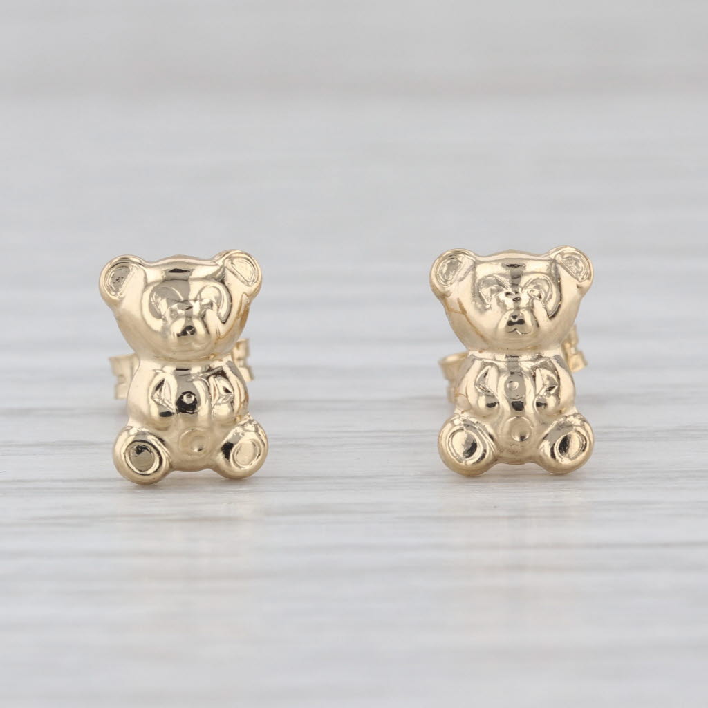 Teddybear Stud Earrings 18k Yellow Gold Bear Studs