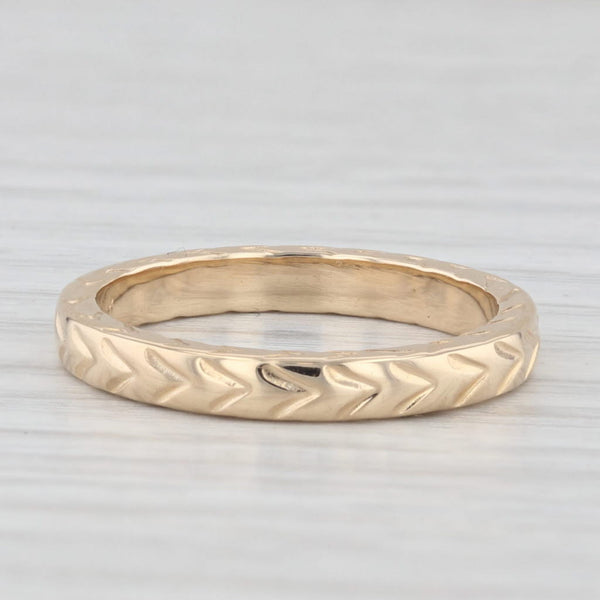 Wheat Etched Ring 14k Yellow Gold Wedding Band Stackable Size 6