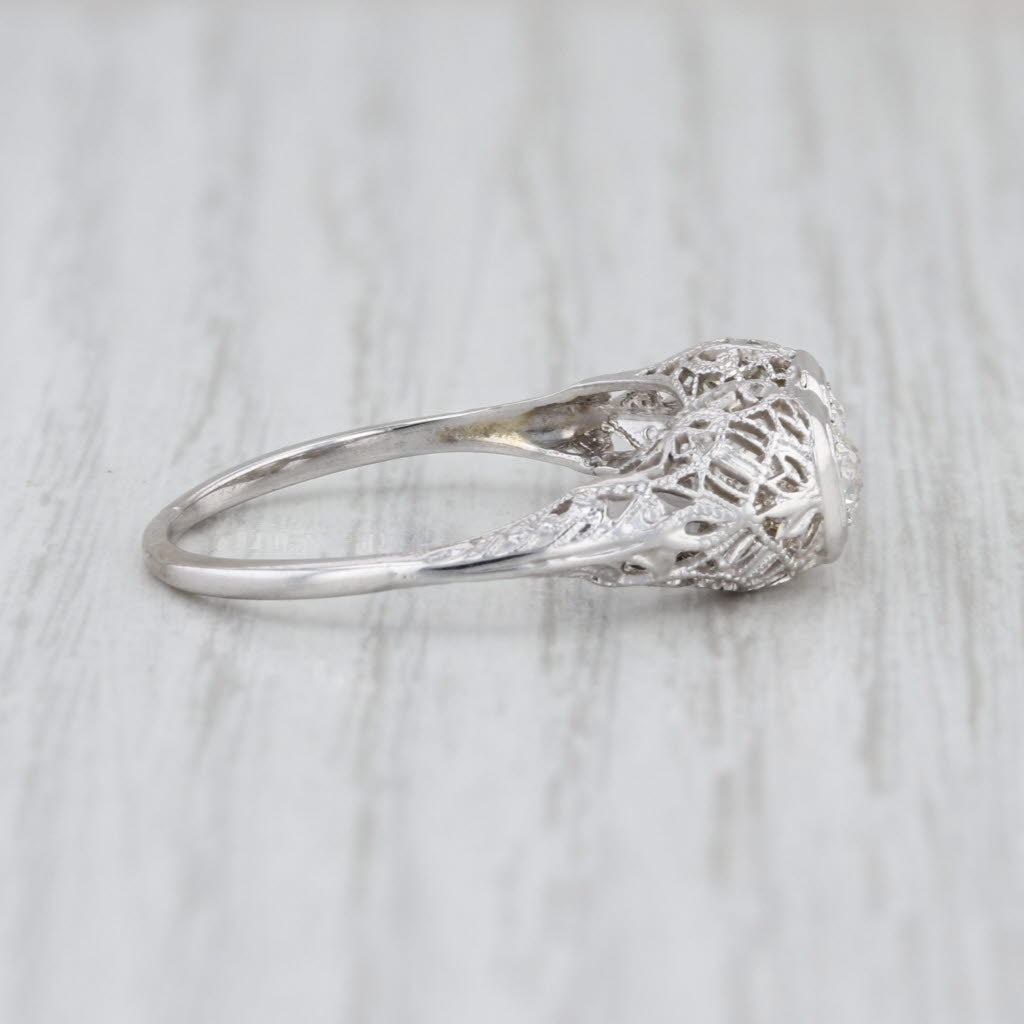 Art Deco 0.33ctw Diamond 2-Stone Vintage Ring 14k White Gold Sz 9.5 Anniversary