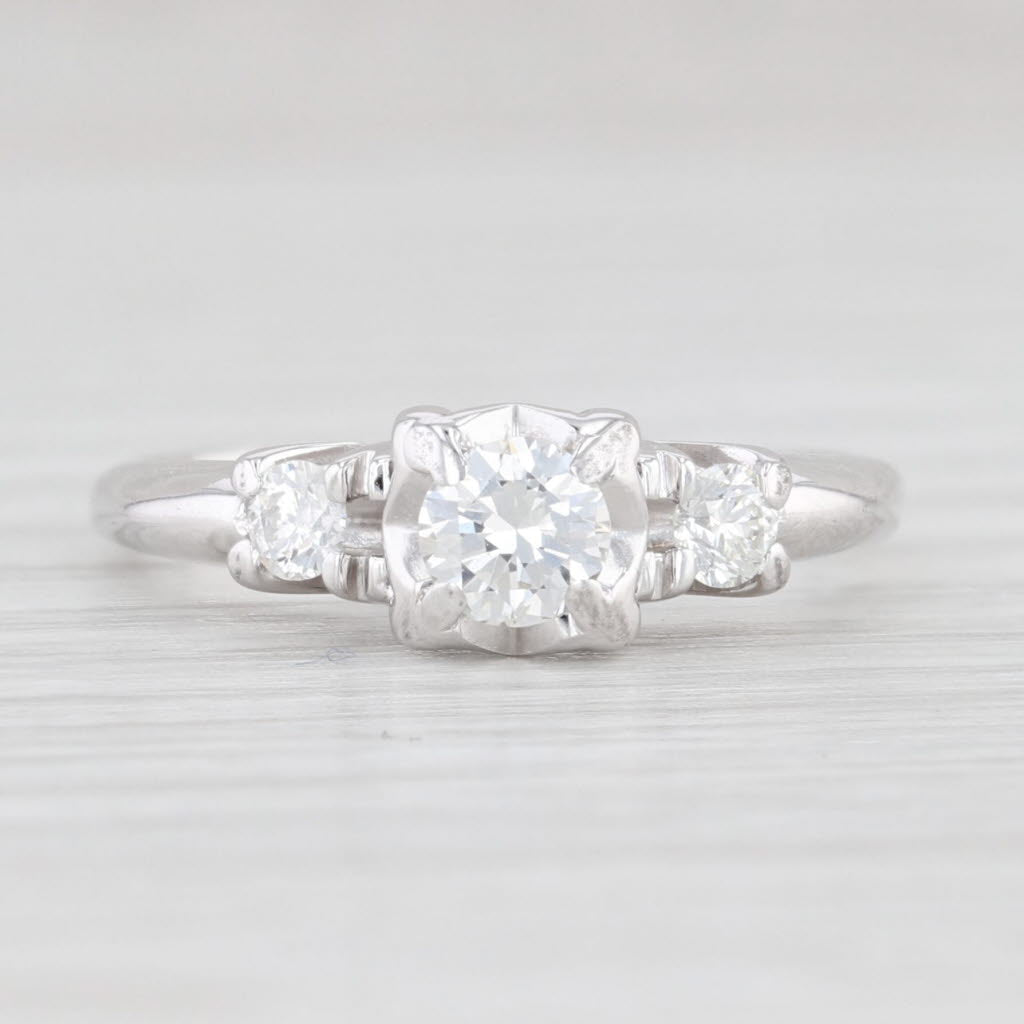 Light Gray 0.41ctw Round Diamond Engagement Ring 14k White Gold Size 5.5