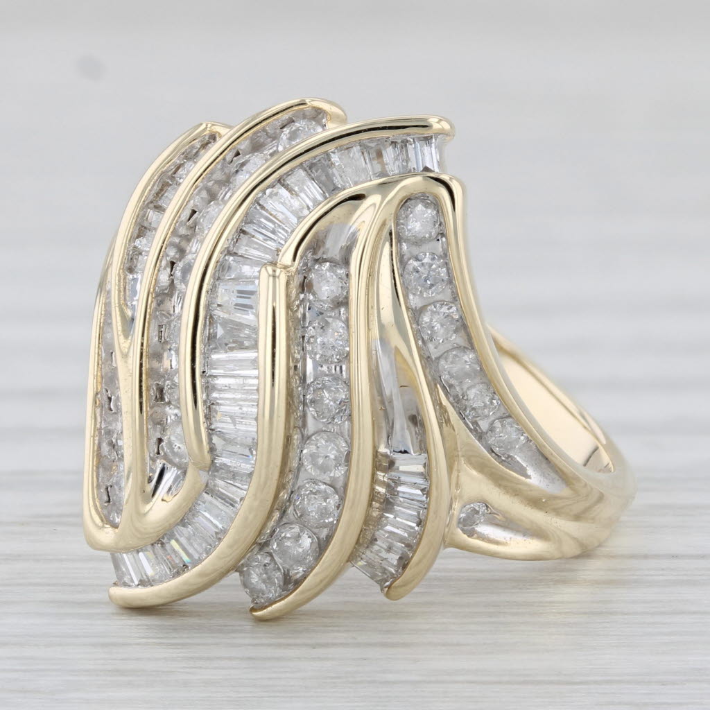 Gray 1.20ctw Diamond Scalloped Ring 10k Yellow Gold Size 9.5