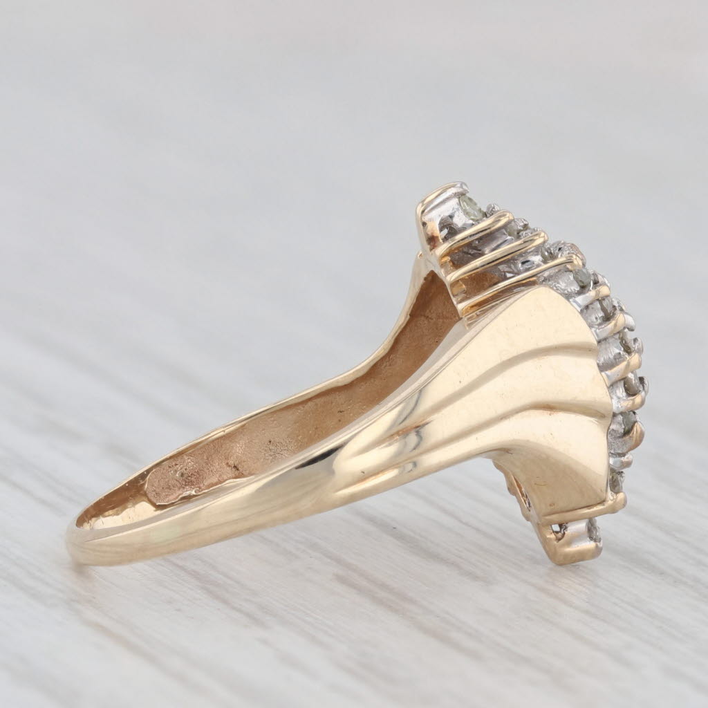 Light Gray 0.23ctw Diamond Cluster Bypass Ring 10k Yellow Gold Size 5.75