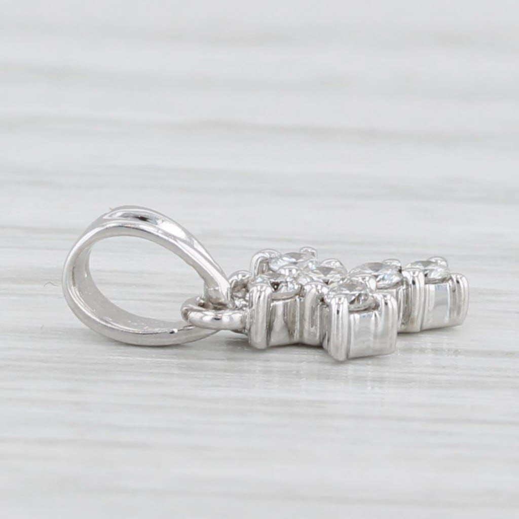 Light Gray Small 0.13ctw Diamond Cross Pendant 18k White Gold Tiny Drop