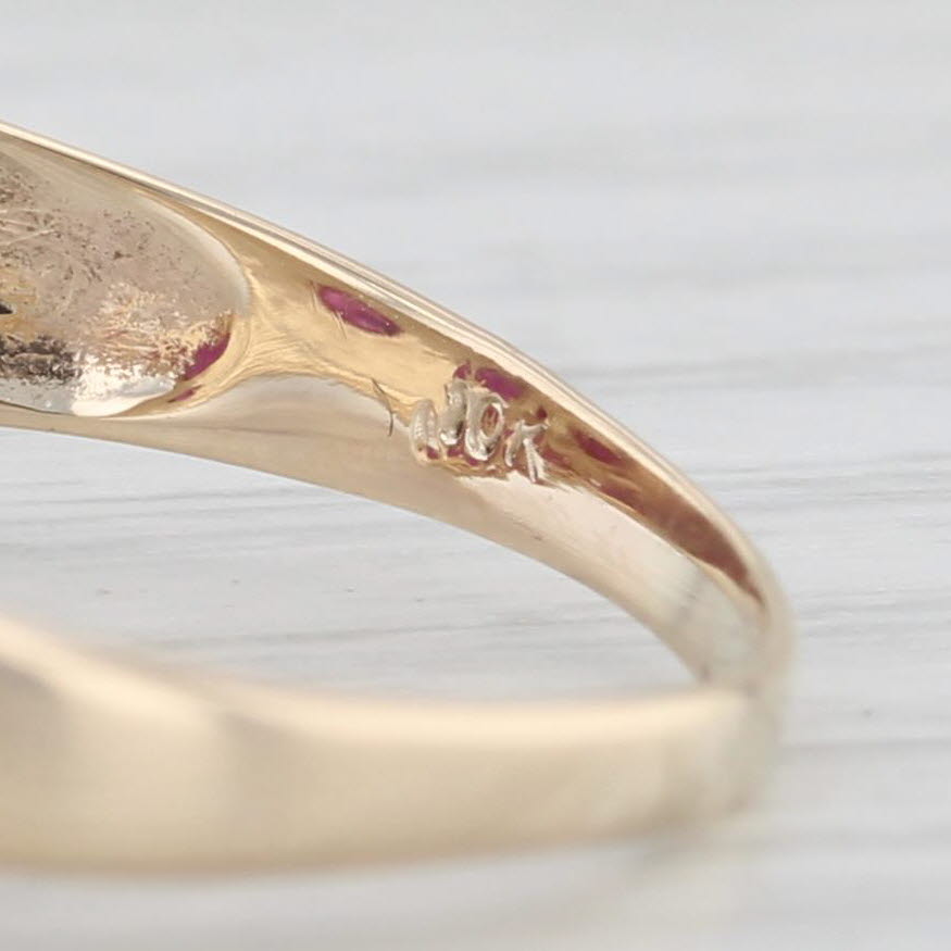 Light Gray Oval Ruby Cabochon Ring 10k Yellow Gold Size 10