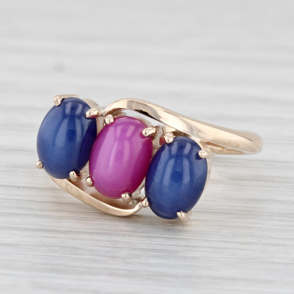 Lab Created Linde Star Ruby Sapphire Ring 14k Yellow Gold Sz Bypa