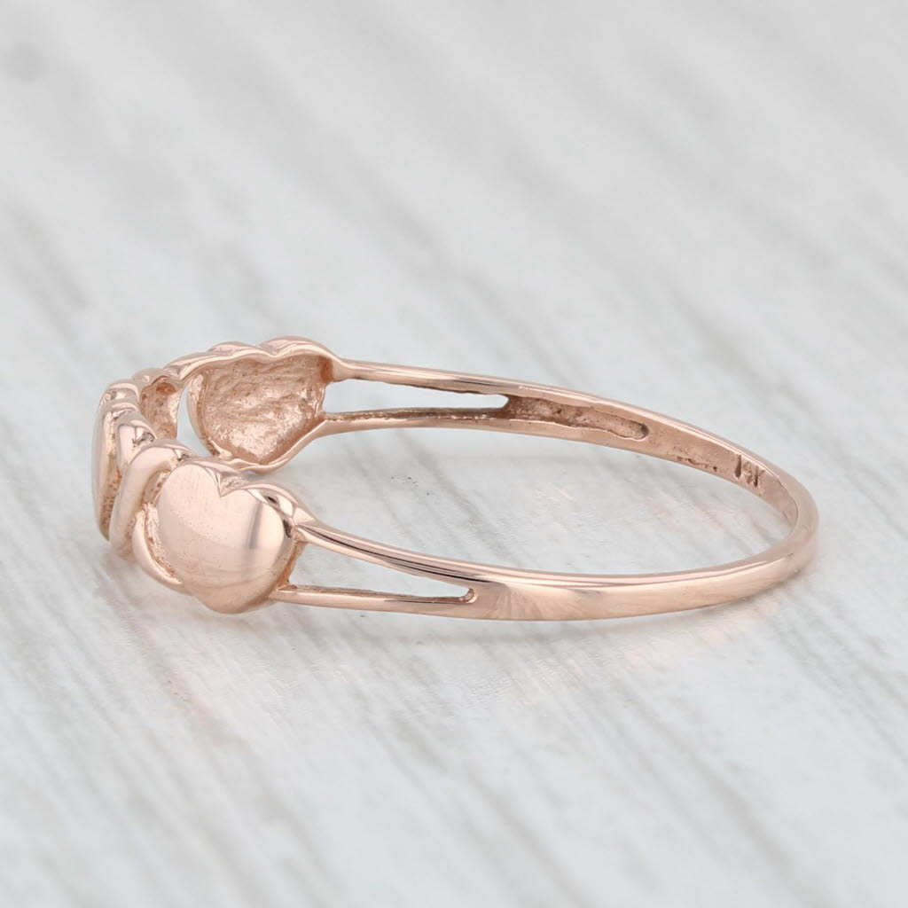 Light Gray XO Heart Ring 14k Rose Gold Size 8 Stackable Band
