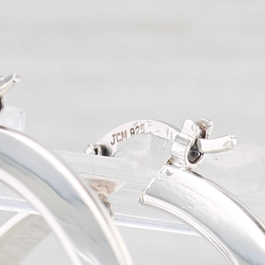 Light Gray Large Hoop Earrings Sterling Silver Statement Round Hoops