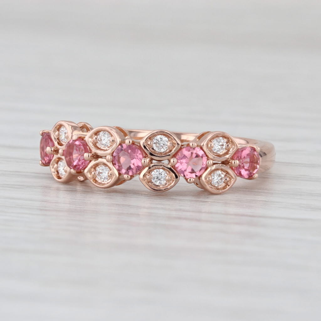 0.62ctw Diamond Pink Tourmaline Ring 14k Rose Gold Size 7 Stackable Band