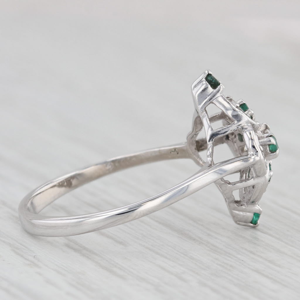 Light Gray 0.16ctw Emerald Diamond Ring 10k White Gold Size 8.25 Vintage