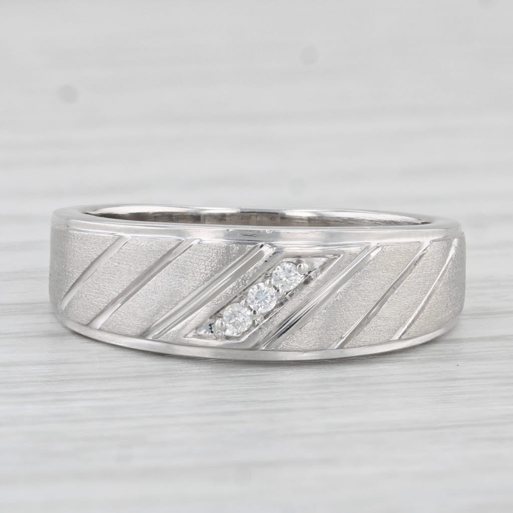 Light Gray Diamond Wedding Band 10k White Gold Size 8.5 Ring