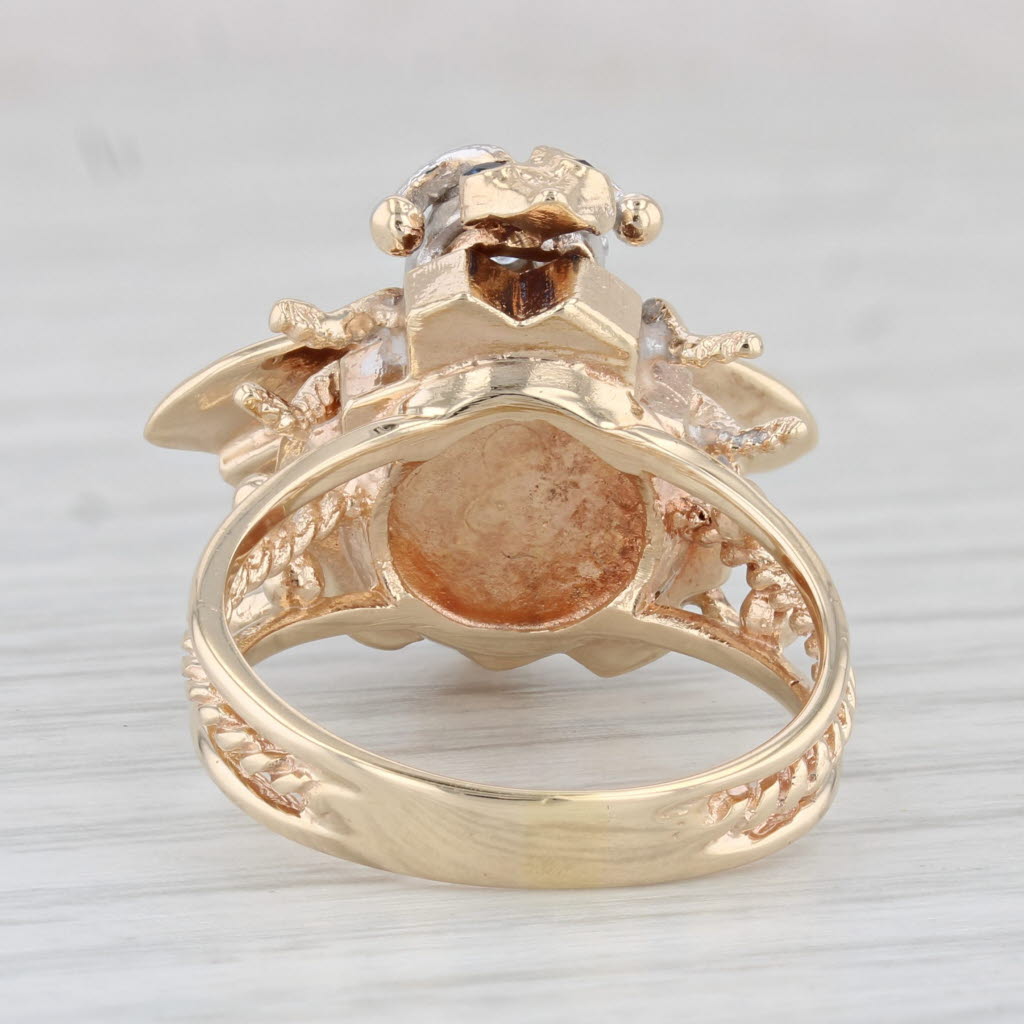 Light Gray 0.34ctw Diamond Sapphire Bee Ring 14k Yellow Gold Size 7.5 Cocktail