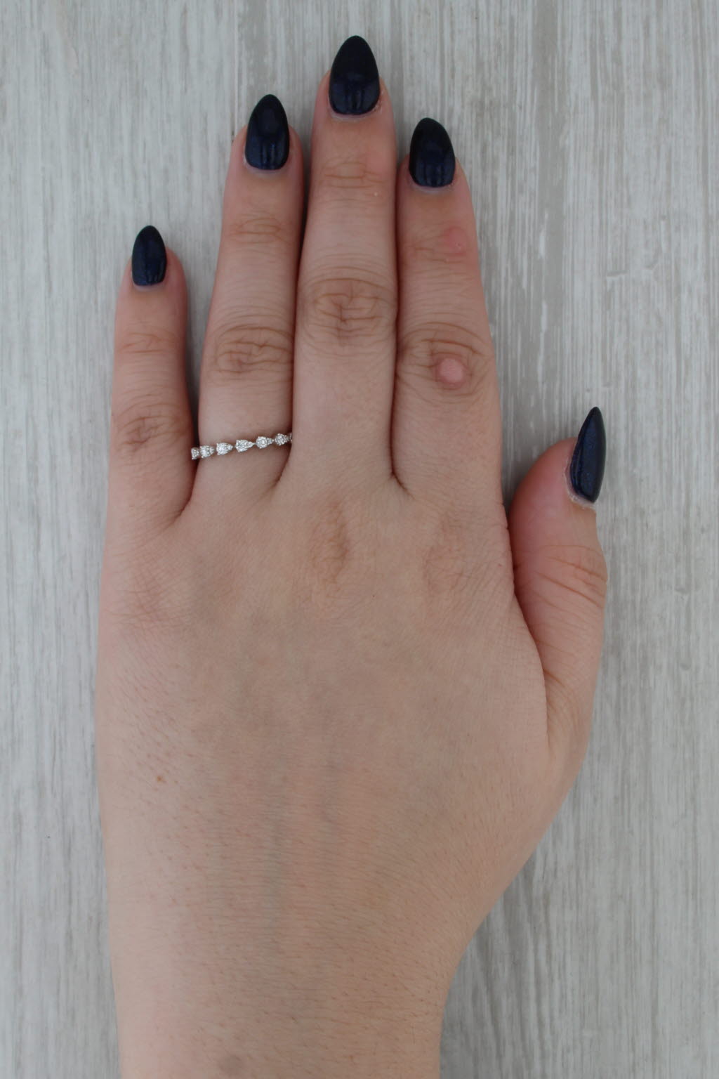 0.23ctw Diamond Wedding Band 14k White Gold Size 7.25 Stackable Anniversary Ring