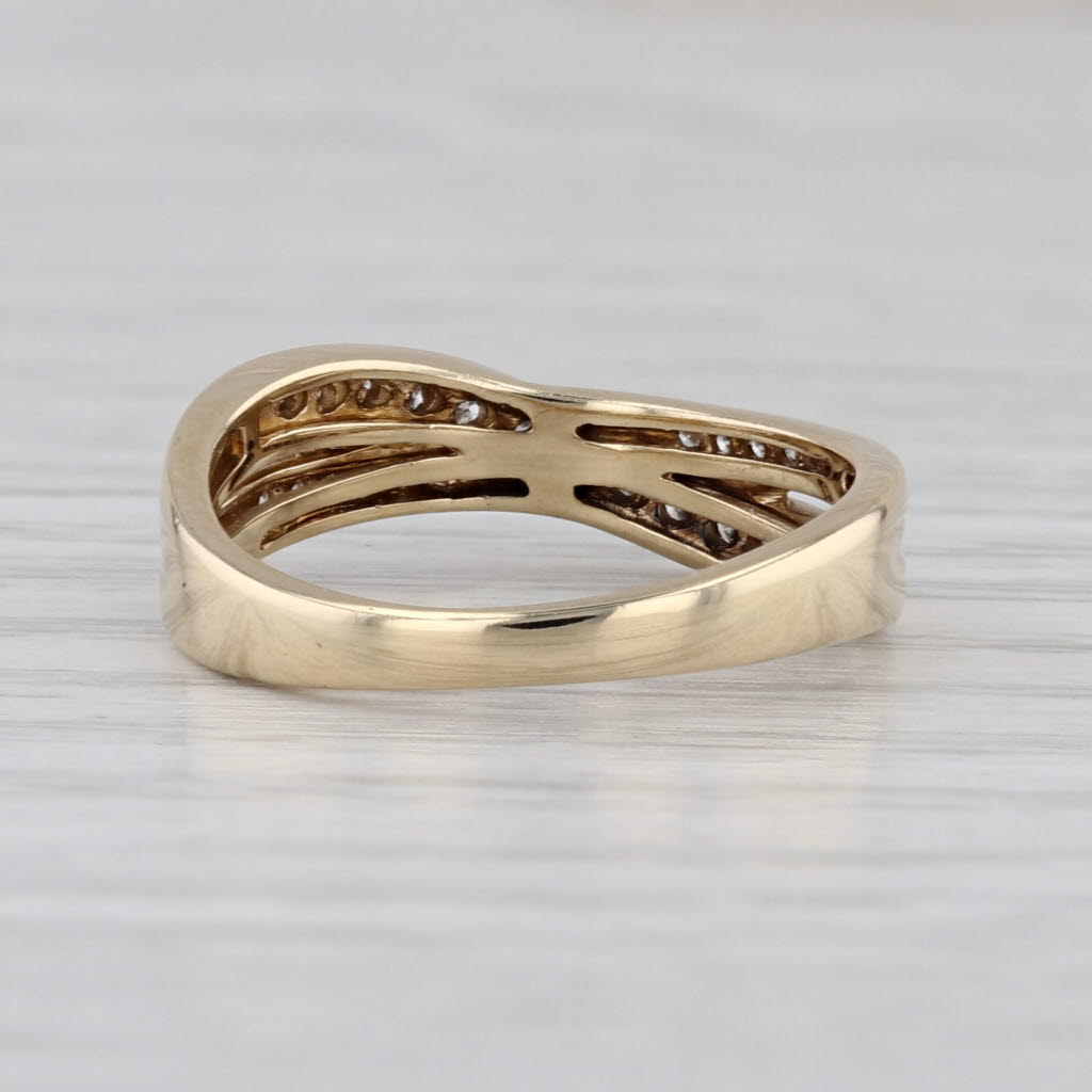 Le Vian 0.23ctw Diamond Cross Over Ring 14k Yellow Gold Size 6.75 Stackable Band
