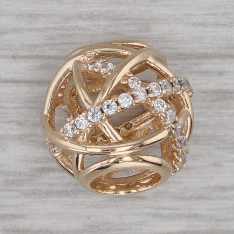 Authentic Pandora Openwork Abstract Orbit Charm 14k Gold 750827CZ Cubic Zirconia