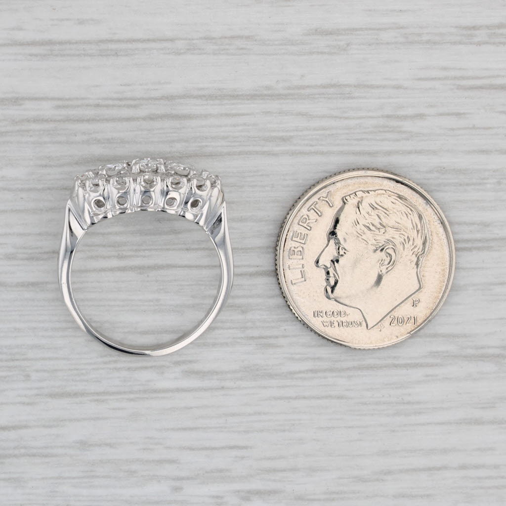 Gray Vintage 0.38ctw Diamond Princess Ring 14k White Gold Size 3.75 Halo 3-Stone