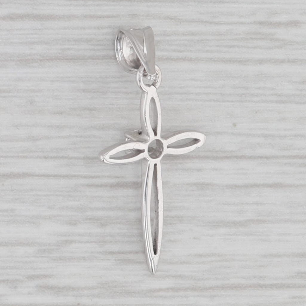 Gray Diamond Solitaire Cross Pendant 14k White Gold