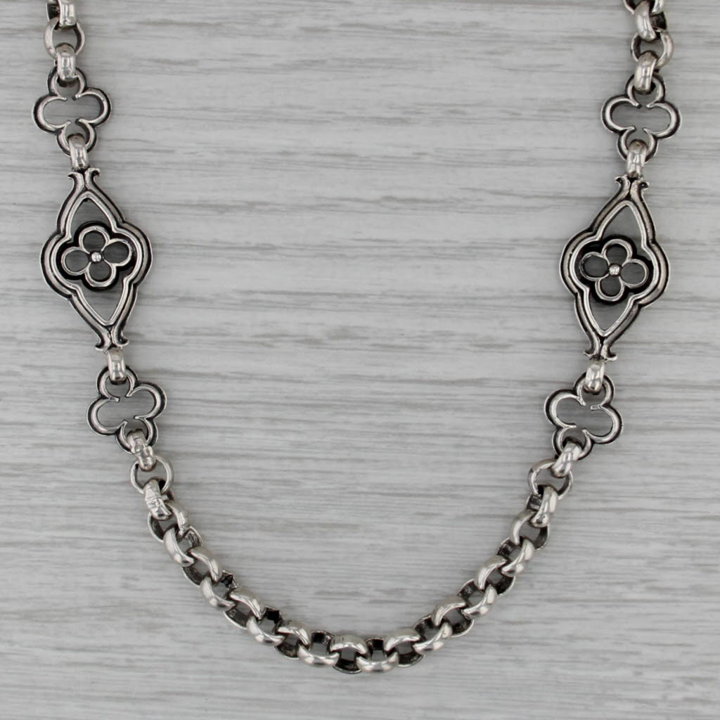 Konstantino Flower Station Toggle Necklace Sterling Silver 17.5" Rolo Chain