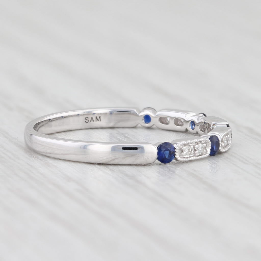 Light Gray New 0.21ctw Diamond Sapphire Stackable Ring 14k White Gold Sz 6.75 Wedding Band