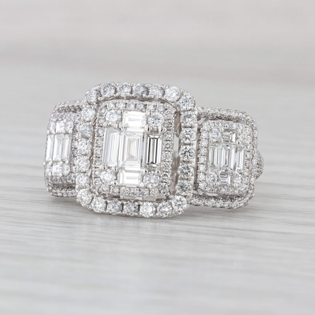 3.53ctw Diamond Halo Ring 18k White Gold Size 7 Engagement Cocktail