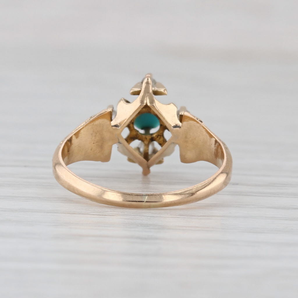 Antique Rose Cut Diamond Ring 18k Yellow Gold Size 4.25 Ornate