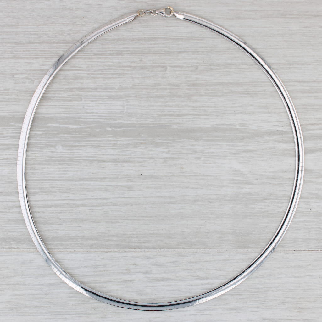 Gray Reversible 2-Toned Omega Chain Necklace 14k Yellow White Gold 16.75" 4.3mm